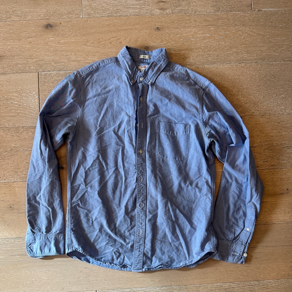 2 Jcrew Broken-in cotton oxford slim button up shirts (one gray and one blue)